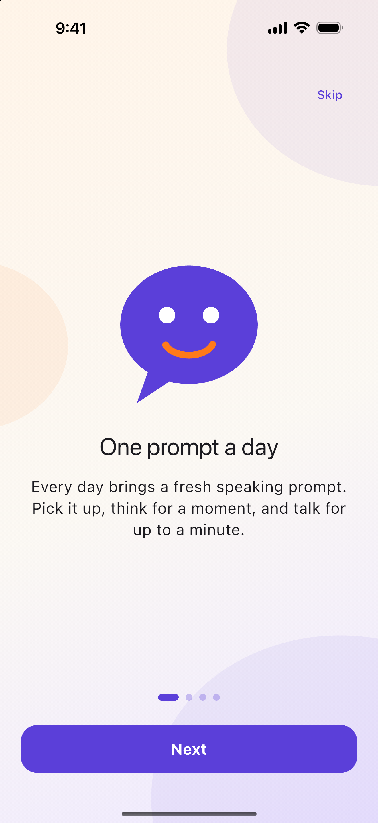 Intro card: one prompt a day