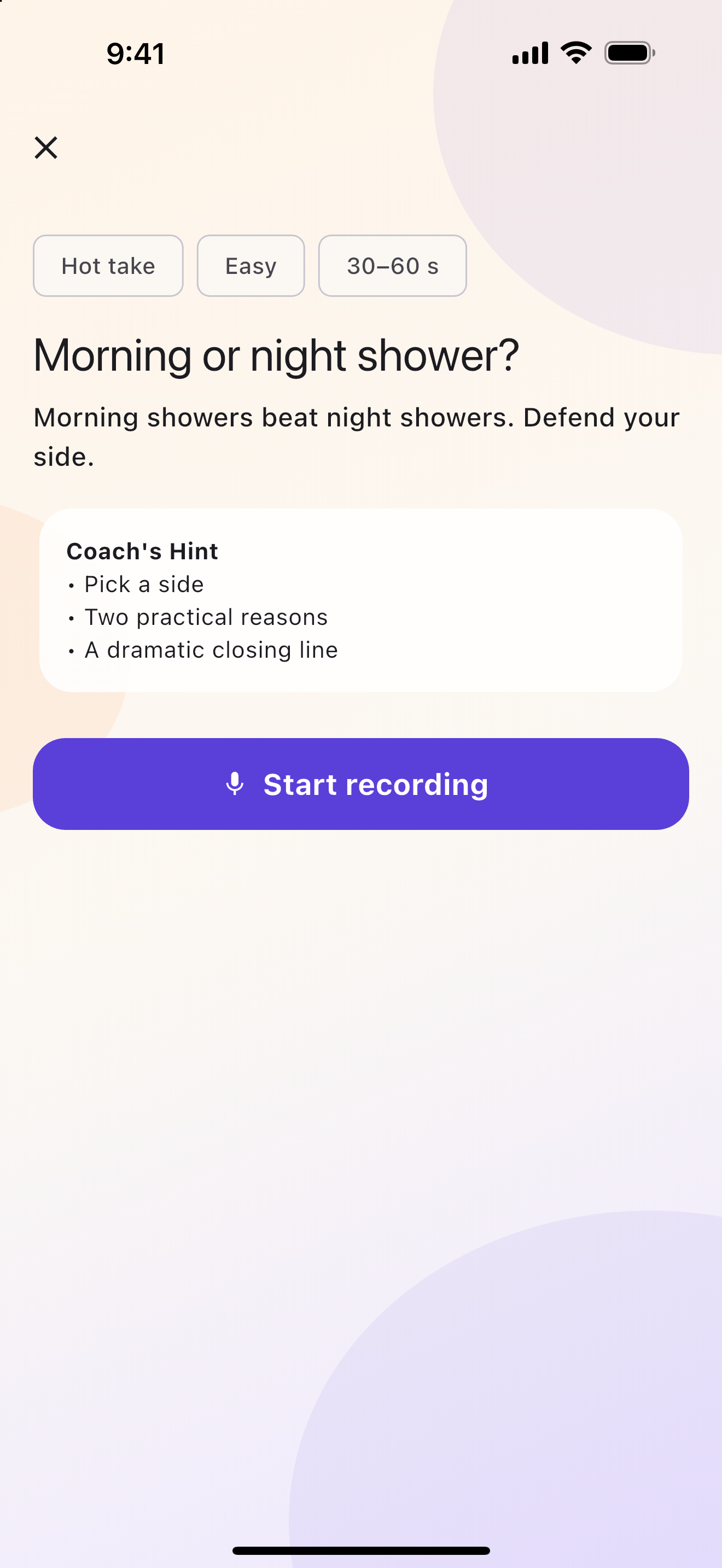 Today's prompt with a coach's hint