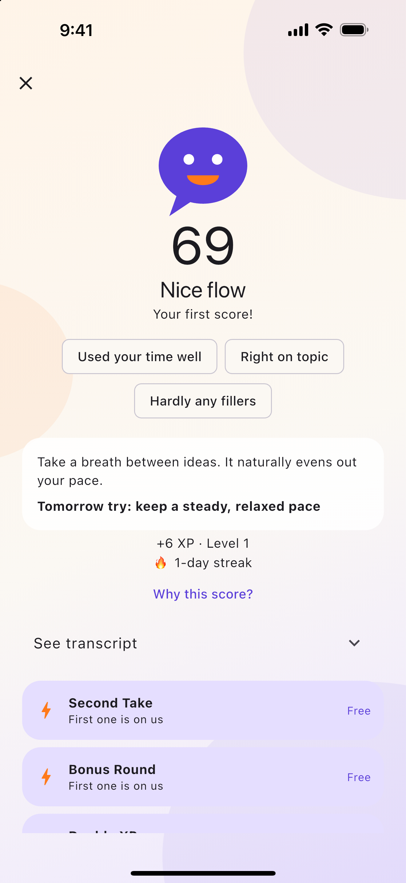 Your score and feedback