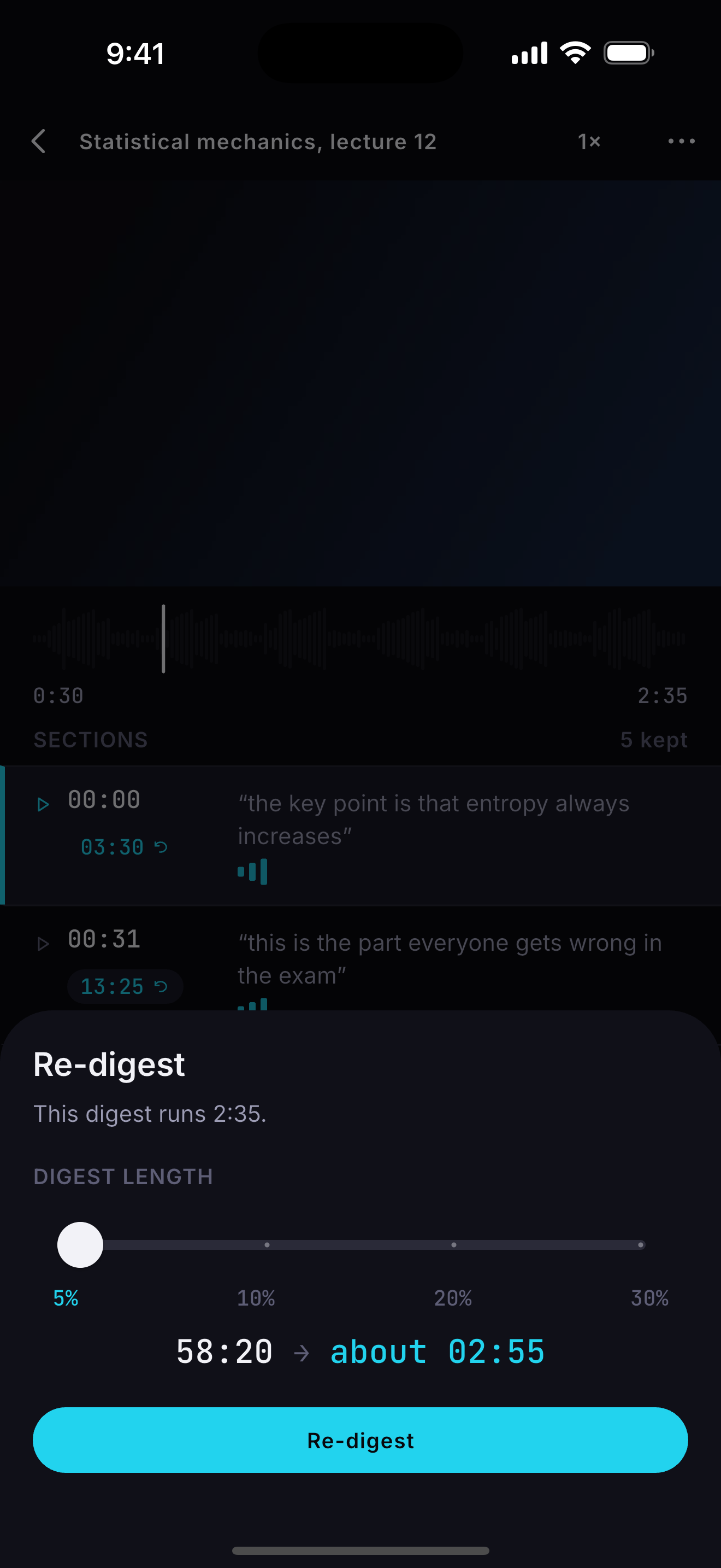 Re-cutting a digest at a different length.