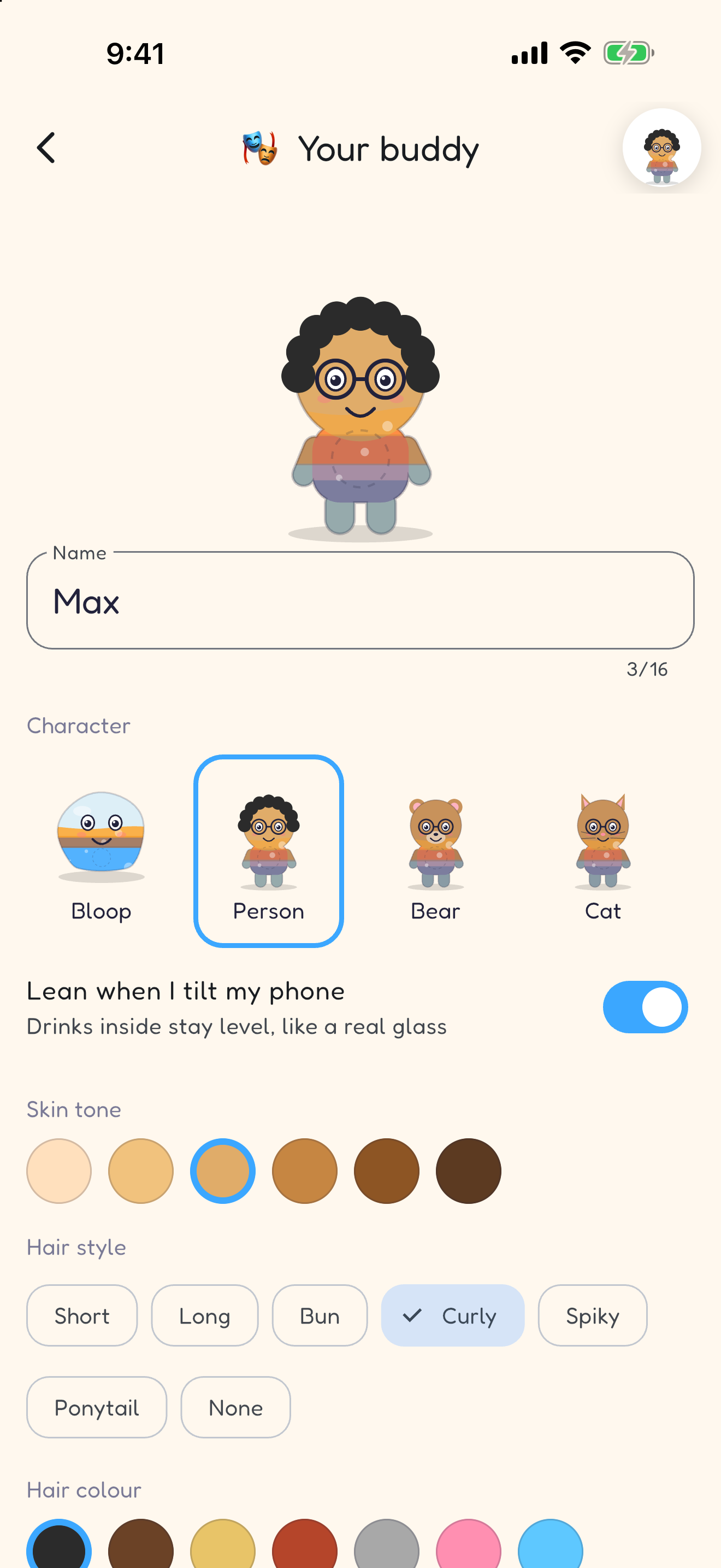 Choosing a character and customising its look