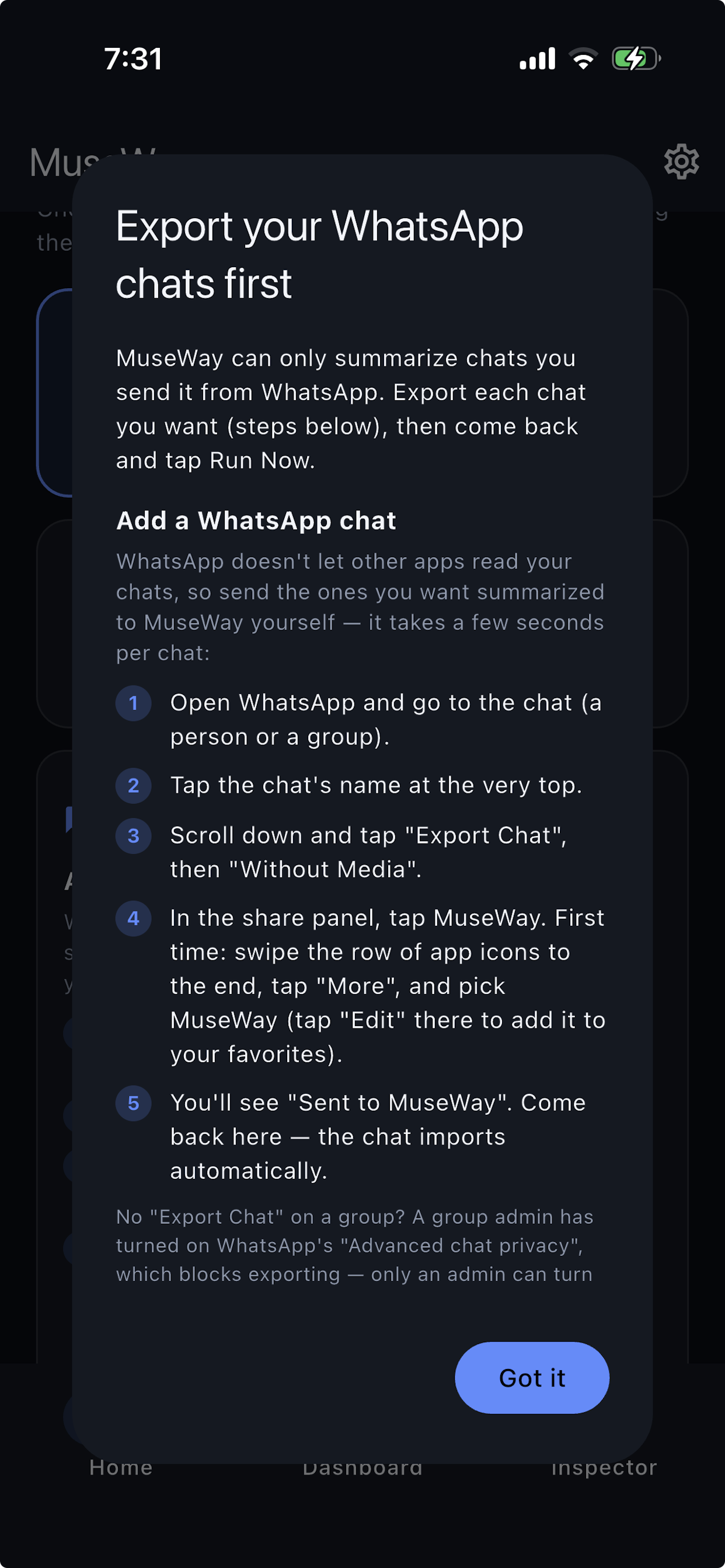 Mood check screen