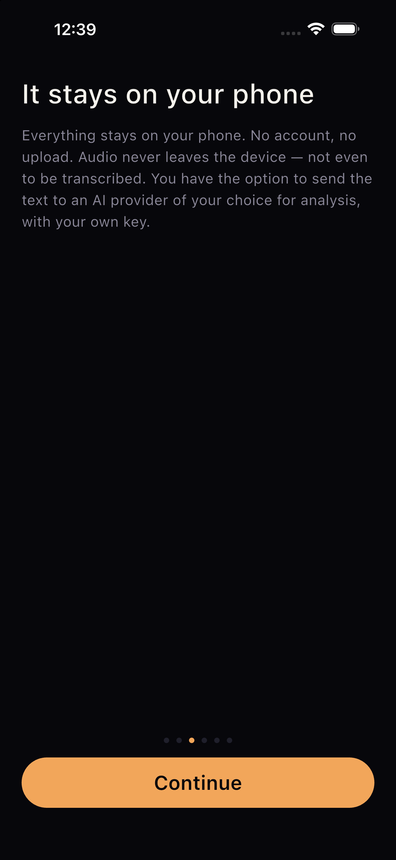 Onboarding: It stays on your phone.